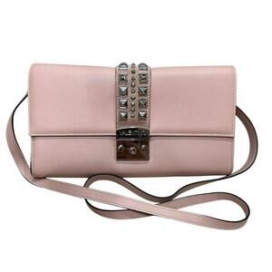 Valentino Cocotte Rose Pink Leather Silver Rockstud Envelope Shoulder Bag $895